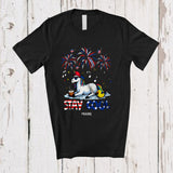 MacnyStore - Personalized Stay Cool; Proud 4th Of July Custom Name Unicorn Sunglasses at Beach; Patriotic T-Shirt