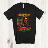 MacnyStore - Personalized Steppin into Juneteenth; Amusing Custom Name Black Afro Men Running; African T-Shirt