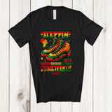 MacnyStore - Personalized Steppin into Juneteenth; Amusing Custom Name Black Afro Shoes Running; African T-Shirt