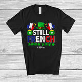 MacnyStore - Personalized Still French; Lovely St. Patrick's Day Custom Name Leprechaun French Flag; Family T-Shirt