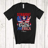 MacnyStore - Personalized Straight Outta America; Awesome 4th Of July US Flag Eagle; Custom Name Patriotic T-Shirt