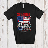 MacnyStore - Personalized Straight Outta America; Proud 4th Of July American Flag Map; Custom Name Patriotic T-Shirt