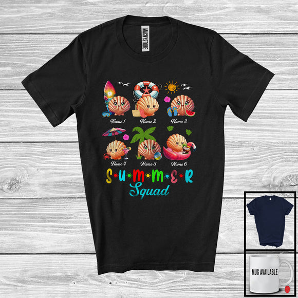 MacnyStore - Personalized Summer Squad, Lovely Summer Vacation Scallops Custom Name Group, Sea Animal T-Shirt