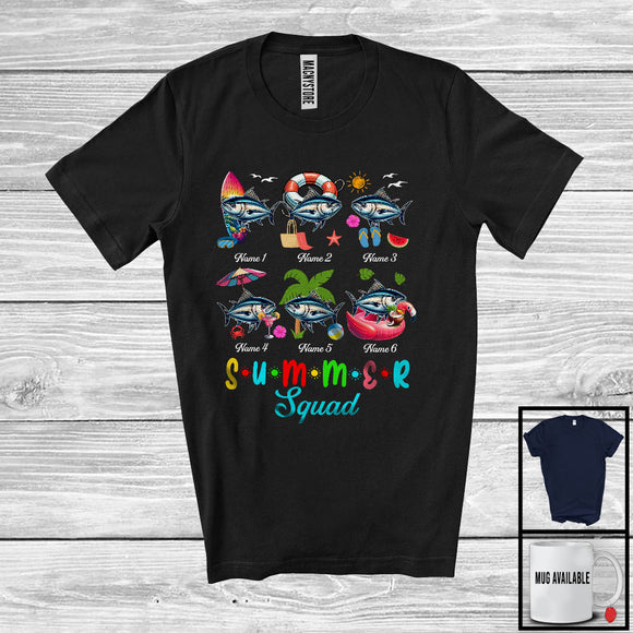 MacnyStore - Personalized Summer Squad, Lovely Summer Vacation Tunas Custom Name Group, Sea Animal T-Shirt