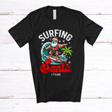 MacnyStore - Personalized Surfing Santa; Amusing Christmas in July Santa Custom Name Surfer; Beach T-Shirt