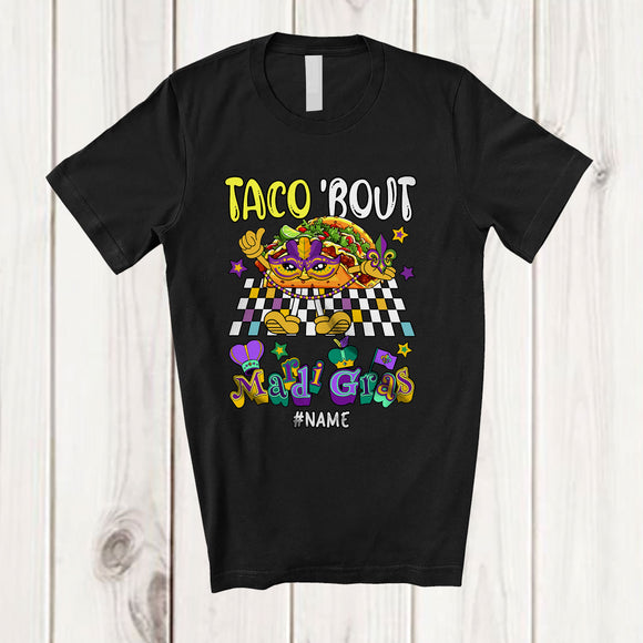 MacnyStore - Personalized Taco 'Bout Mardi Gras; Amazing Custom Name Mexican Taco Mardi Gras Mask Beads T-Shirt