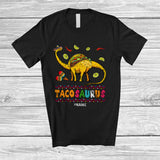 MacnyStore - Personalized Tacosaurus; Amusing Cinco De May Custom Name Mexican Taco T-Rex Shape Food T-Shirt
