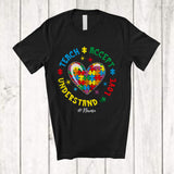 MacnyStore - Personalized Teach Accept Understand Love; Amazing Autism Puzzle Heart; Custom Name Teacher T-Shirt