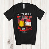 MacnyStore - Personalized Teach To Hit And Steal; Proud Mother's Father's Day Custom Name Baseball Softball T-Shirt