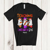 MacnyStore - Personalized Teaching Kindergarten Boos; Joyful Halloween Back To School Custom Name Teacher T-Shirt