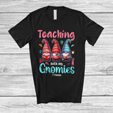 MacnyStore - Personalized Teaching With My Gnomies; Joyful Valentine 3 Gnomes; Custom Name Teacher Group T-Shirt