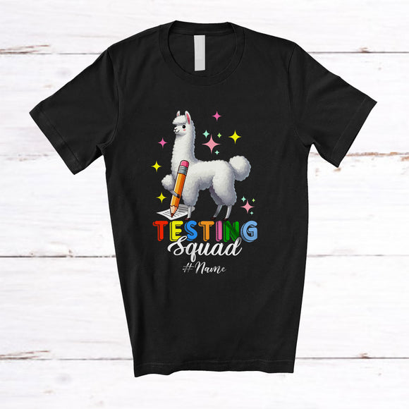 MacnyStore - Personalized Testing Squad; Amazing Test Day Llama With Test Custom Name Teacher Student T-Shirt