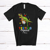 MacnyStore - Personalized Testing Squad; Amazing Test Day T-Rex With Test Custom Name Teacher Student T-Shirt