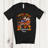 MacnyStore - Personalized Thanksgiving Squad; Adorable Fall Tree Horse On Pickup Truck; Custom Name Farmer T-Shirt