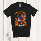 MacnyStore - Personalized Thanksgiving Squad; Adorable Fall Tree Pig On Pickup Truck; Custom Name Farmer T-Shirt