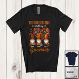 MacnyStore - Personalized Thanksgiving With My Gnomies; Amazing Custom Name Three Gnomes; Fall Tree T-Shirt