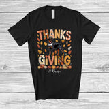 MacnyStore - Personalized Thanksgiving; Lovely Plaid Custom Name Pilgrim Dobermanns Owner; Fall Leaf Family T-Shirt