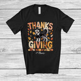 MacnyStore - Personalized Thanksgiving; Lovely Plaid Custom Name Pilgrim Husky Owner; Fall Leaf Family T-Shirt