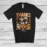 MacnyStore - Personalized Thanksgiving; Lovely Plaid Custom Name Pilgrim Shih Tzu Owner; Fall Leaf Family T-Shirt