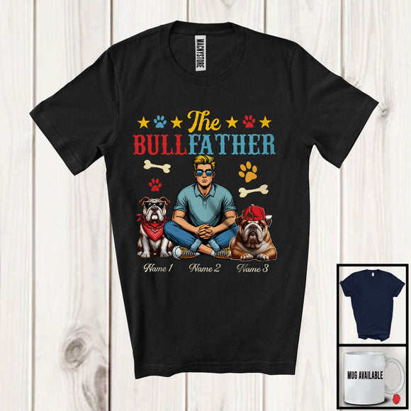 MacnyStore - Personalized The BullFather, Lovely Father's Day Vintage Custom Name Bulldog Owner, Family T-Shirt