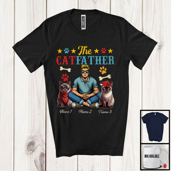 MacnyStore - Personalized The CatFather, Lovely Father's Day Custom Name Burmese Cat, Vintage Family T-Shirt