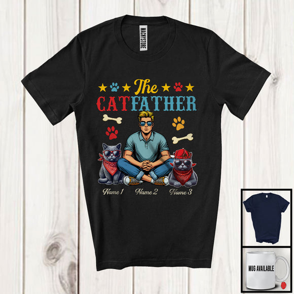 MacnyStore - Personalized The CatFather, Lovely Father's Day Custom Name Chartreux Cat, Vintage Family T-Shirt