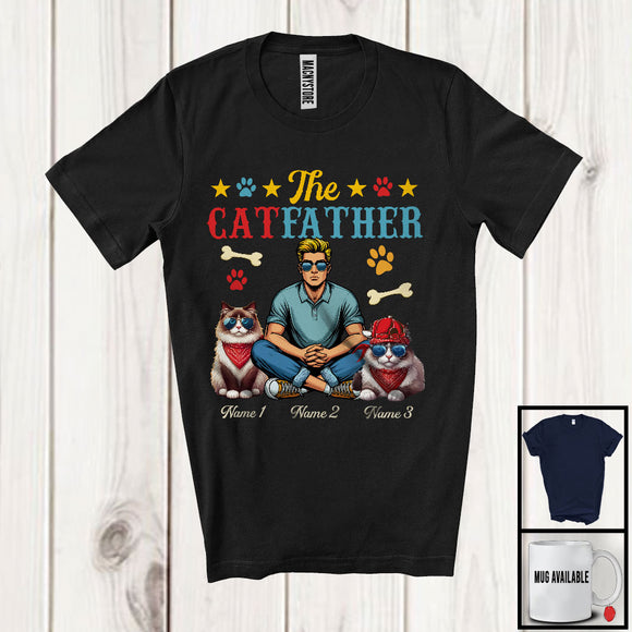MacnyStore - Personalized The CatFather, Lovely Father's Day Custom Name Ragdoll Cat, Vintage Family T-Shirt
