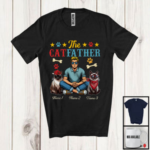 MacnyStore - Personalized The CatFather, Lovely Father's Day Custom Name Siamese Cat, Vintage Family T-Shirt