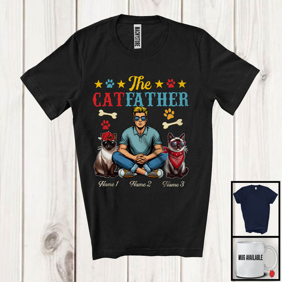 MacnyStore - Personalized The CatFather, Lovely Father's Day Custom Name Siamese Cat, Vintage Family T-Shirt