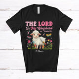 MacnyStore - Personalized The Lord Is My Shepherd; Lovely Easter Custom Name Lamb; Butterfly Flowers T-Shirt