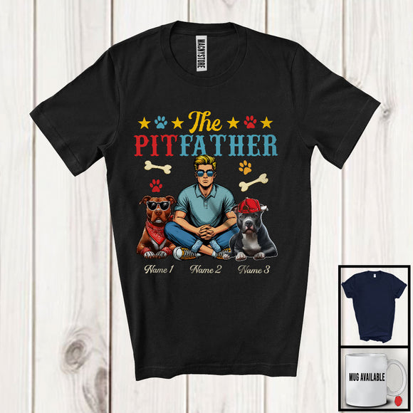 MacnyStore - Personalized The PitFather, Lovely Father's Day Vintage Custom Name Pit Bull Owner, Family T-Shirt