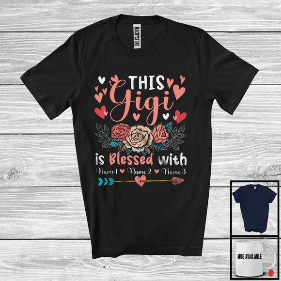 MacnyStore - Personalized This Gigi Blessed With Custom Name, Adorable Mother's Day Flowers, Family T-Shirt