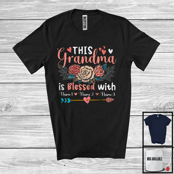 MacnyStore - Personalized This Grandma Blessed With Custom Name, Adorable Mother's Day Flowers, Family T-Shirt