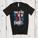 MacnyStore - Personalized This Is My 4th Of July Shirt; Joyful Fireworks US Flag; Custom Name Patriotic Family T-Shirt