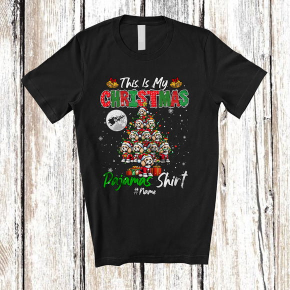 MacnyStore - Personalized This Is My Christmas Pajama Shirt; Lovely Custom Name Santa Cockapoo X-mas Tree T-Shirt