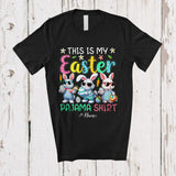 MacnyStore - Personalized This Is My Easter Pajama Shirt; Adorable Custom Name Three Bunnies Egg Hunting T-Shirt