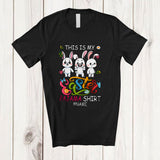 MacnyStore - Personalized This Is My Easter Pajama Shirt; Lovely Custom Name Bunny Eggs Bunnies; Family T-Shirt