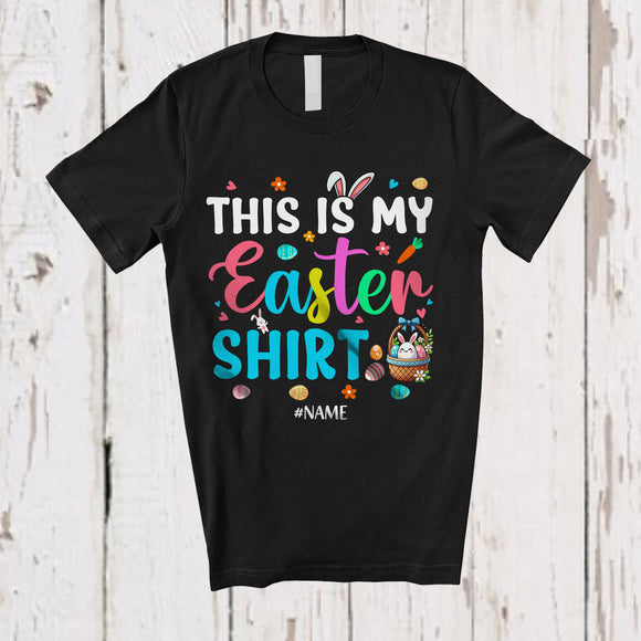 MacnyStore - Personalized This Is My Easter Shirt; Joyful Bunny Eggs Hunting; Custom Name Family T-Shirt
