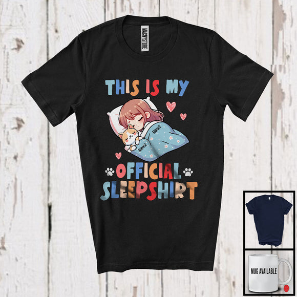MacnyStore - Personalized This Is My Official SleepShirt, Lovely Custom Name Sleeping Cat Owner Lover T-Shirt
