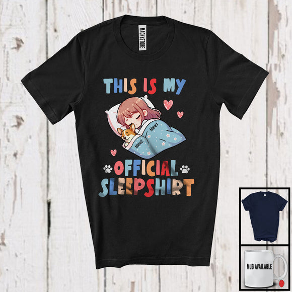 MacnyStore - Personalized This Is My Official SleepShirt, Lovely Custom Name Sleeping Corgi Owner Lover T-Shirt
