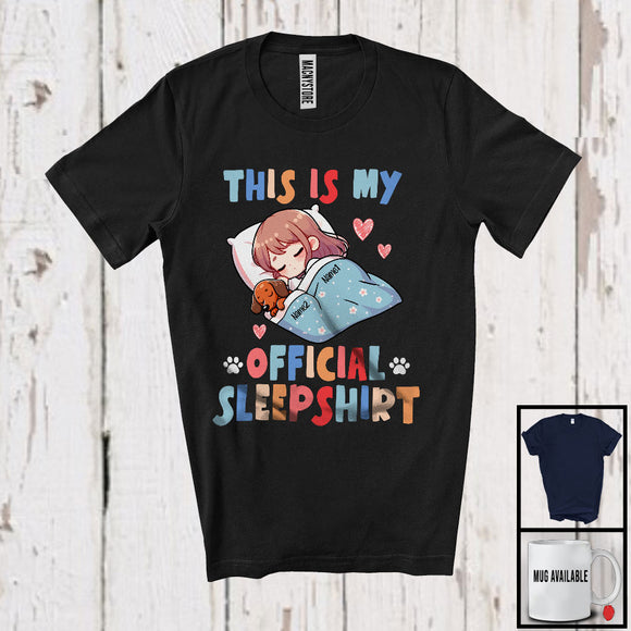 MacnyStore - Personalized This Is My Official SleepShirt, Lovely Custom Name Sleeping Dachshund Owner Lover T-Shirt