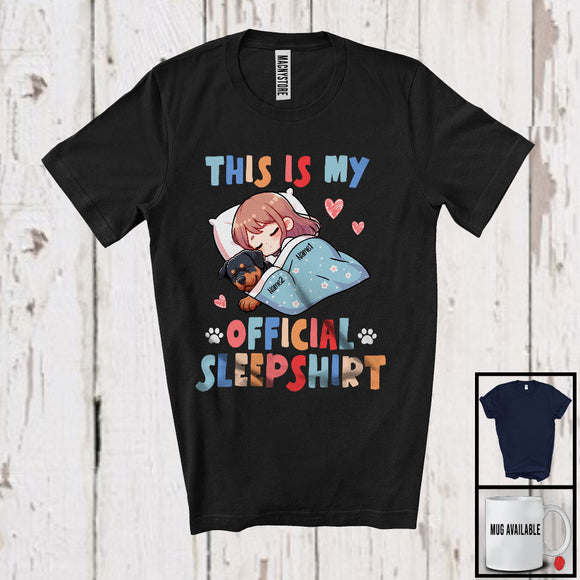 MacnyStore - Personalized This Is My Official SleepShirt, Lovely Custom Name Sleeping Rottweiler Owner Lover T-Shirt
