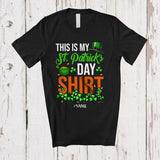 MacnyStore - Personalized This Is My St. Patrick's Day Shirt; Joyful Shamrocks Leprechaun; Custom Name Family T-Shirt