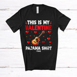MacnyStore - Personalized This Is My Valentine Pajama Shirt; Lovely Hearts Custom Name Guitar Player T-Shirt