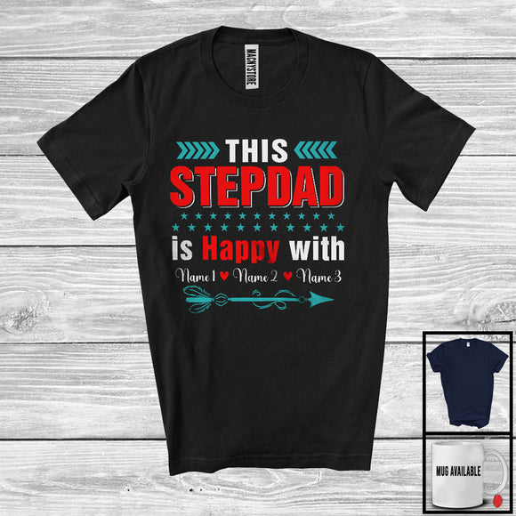 MacnyStore - Personalized This Stepdad Happy With Custom Name, Adorable Father's Day Vintage, Family T-Shirt