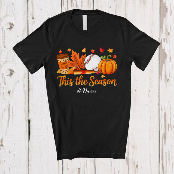 MacnyStore - Personalized This The Season; Joyful Thanksgiving Coffee Pumpkin; Custom Name Baseball Player T-Shirt