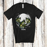 MacnyStore - Personalized Three Bass Fish On Moon; Humorous Custom Name Bass Fish Sea Animal Space T-Shirt