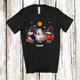 MacnyStore - Personalized Three Boo Ghost Pumpkin Chicken; Adorable Halloween Farm; Custom Name Farmer T-Shirt