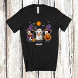 MacnyStore - Personalized Three Boo Ghost Pumpkin Cow; Adorable Halloween Farm; Custom Name Farmer T-Shirt
