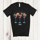 MacnyStore - Personalized Three Cocktail Glasses Fireworks; Joyful 4th Of July Custom Name Drinking Patriotic T-Shirt